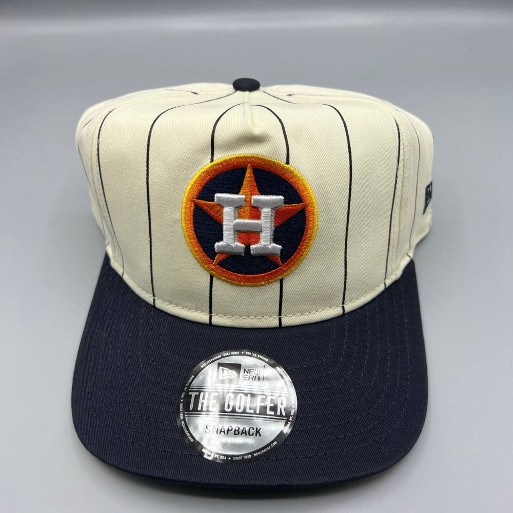 Houston Astros Hat Men White Black Pinstripe The Golfer New Era Snapback Cap New